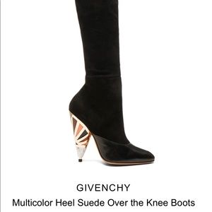 GIVENCHY Multicolor Heel Suede Over the Knee Boots